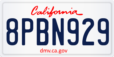CA license plate 8PBN929