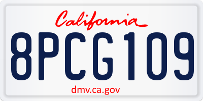 CA license plate 8PCG109