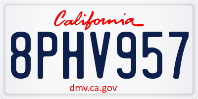 CA license plate 8PHV957