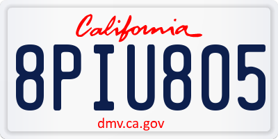 CA license plate 8PIU805