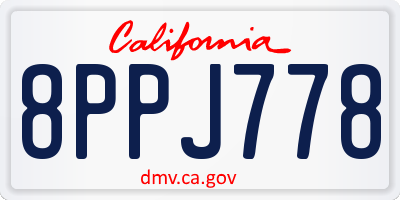 CA license plate 8PPJ778