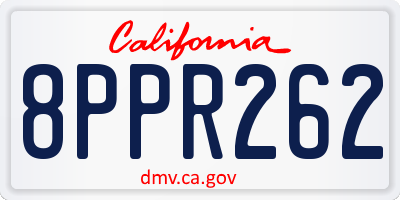 CA license plate 8PPR262