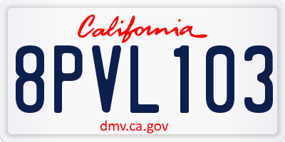 CA license plate 8PVL103