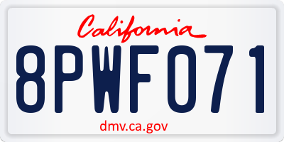 CA license plate 8PWF071