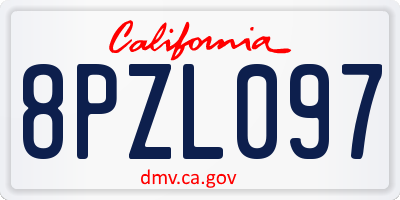 CA license plate 8PZL097