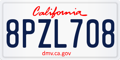 CA license plate 8PZL708