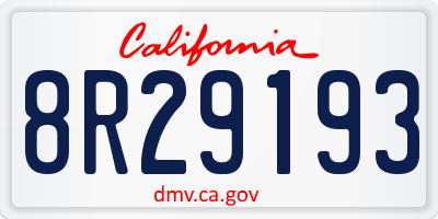 CA license plate 8R29193