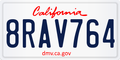 CA license plate 8RAV764