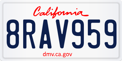 CA license plate 8RAV959