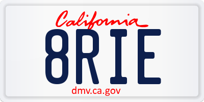 CA license plate 8RIE