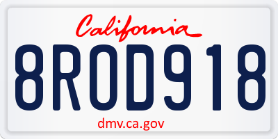 CA license plate 8ROD918