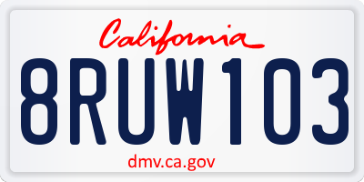 CA license plate 8RUW103