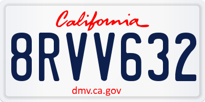 CA license plate 8RVV632