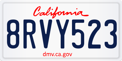 CA license plate 8RVY523