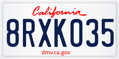 CA license plate 8RXK035