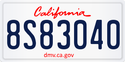 CA license plate 8S83040