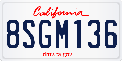 CA license plate 8SGM136