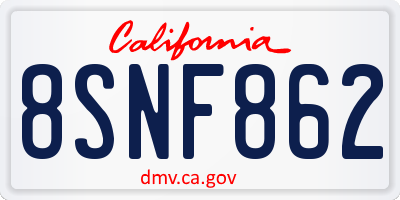 CA license plate 8SNF862