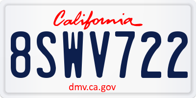 CA license plate 8SWV722