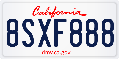 CA license plate 8SXF888