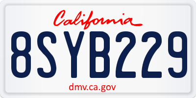 CA license plate 8SYB229