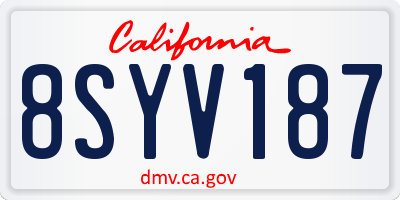 CA license plate 8SYV187