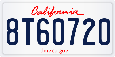 CA license plate 8T60720