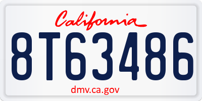 CA license plate 8T63486