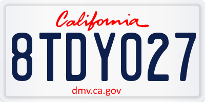 CA license plate 8TDY027