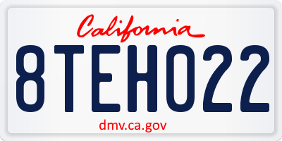 CA license plate 8TEH022