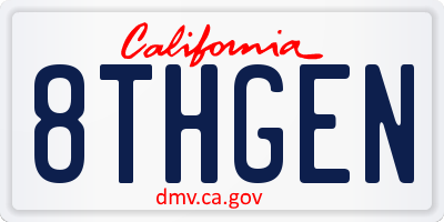 CA license plate 8THGEN