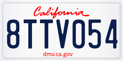 CA license plate 8TTV054