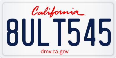 CA license plate 8ULT545