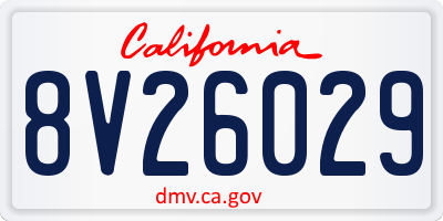 CA license plate 8V26029
