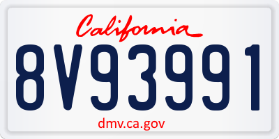 CA license plate 8V93991