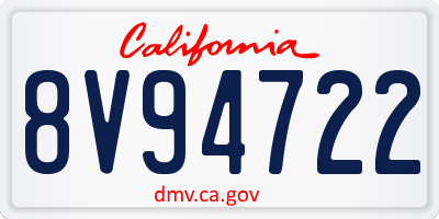 CA license plate 8V94722
