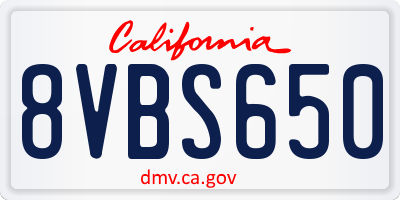 CA license plate 8VBS650