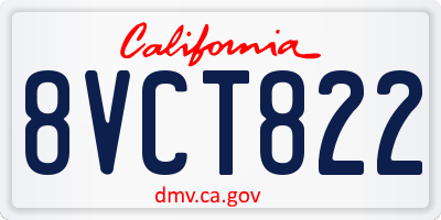 CA license plate 8VCT822