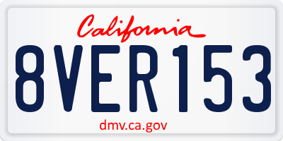 CA license plate 8VER153