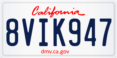 CA license plate 8VIK947