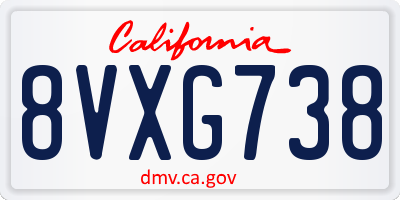 CA license plate 8VXG738