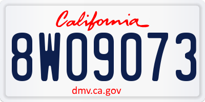 CA license plate 8W09073