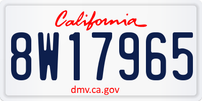 CA license plate 8W17965