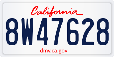 CA license plate 8W47628