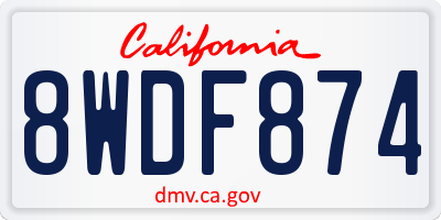 CA license plate 8WDF874
