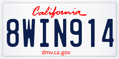 CA license plate 8WIN914