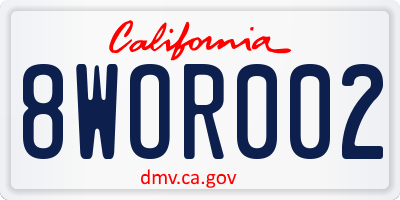 CA license plate 8WOR002