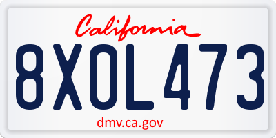 CA license plate 8X0L473