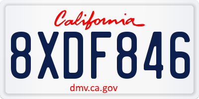 CA license plate 8XDF846