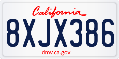 CA license plate 8XJX386